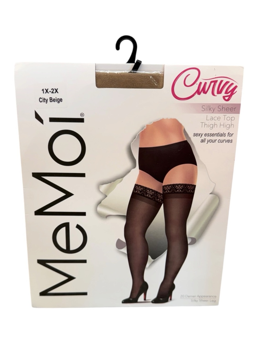 MeMoi Lace Top Thigh High Stockings Curvy City Beige Size 1X-2X New Sealed